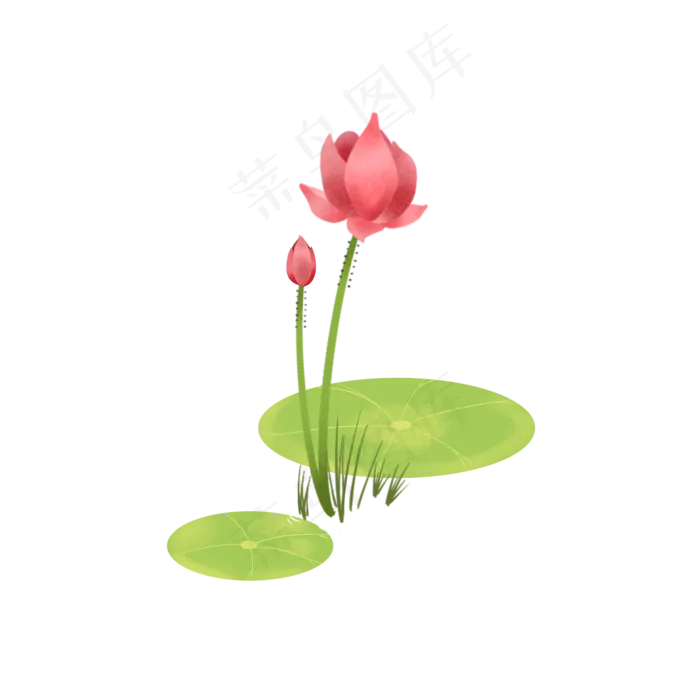 简约古典荷花荷叶(2048X2048(DPI:132))psd模版下载