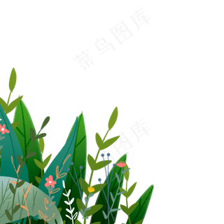 春天绿色植物装饰,免抠元素