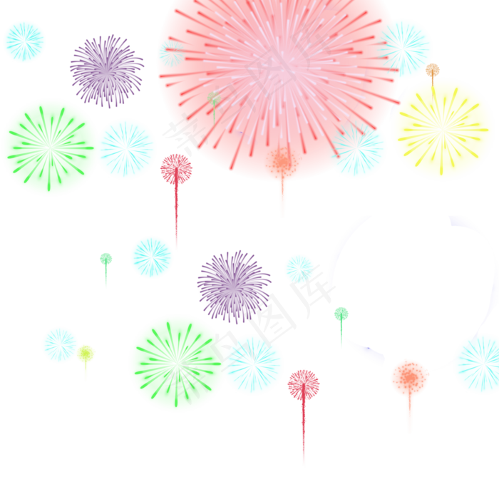 彩色喜庆烟花,免抠元素