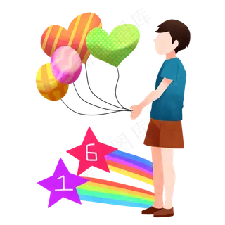 儿童节拿气球男孩