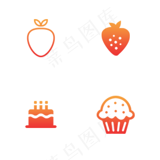 橙色渐变食物类水果小吃外卖图标(520X520(DPI:300))psd模版下载