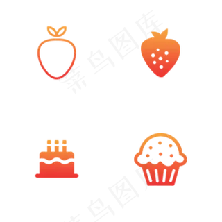 橙色渐变食物类水果小吃外卖图标