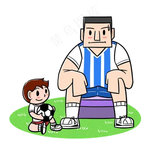 卡通父亲节夸张风父子玩足球pn