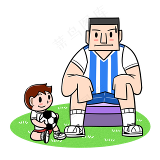 卡通父亲节夸张风父子玩足球pn