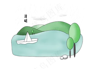 白色小船图案插图