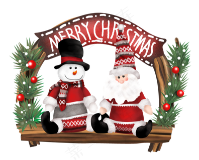 手绘雪人圣诞老人,免抠元素