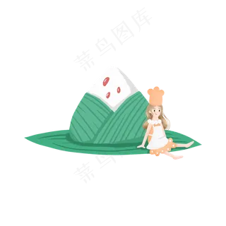 坐在粽子旁边的小女孩