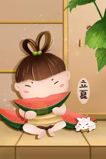 立夏院子乘凉吃西瓜