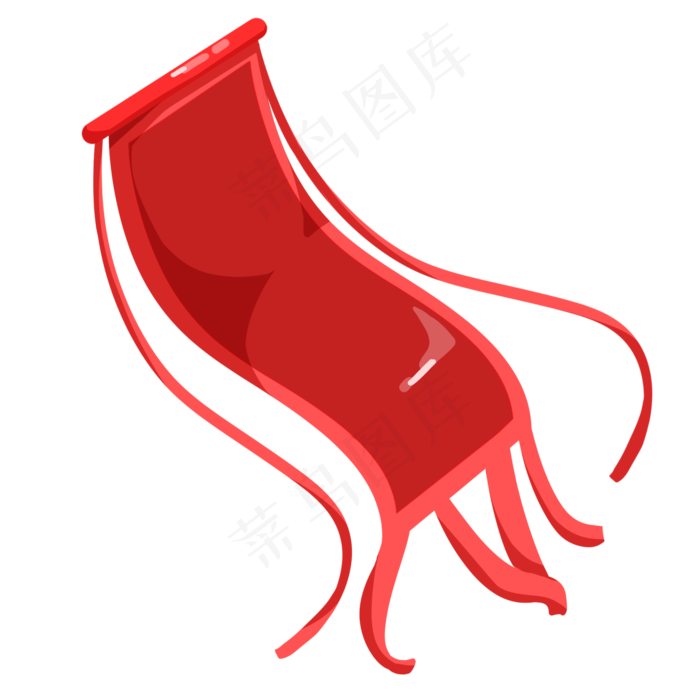 卡通红色旗帜插图,免抠元素