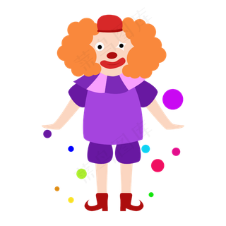 矢量卡通免扣紫色小丑