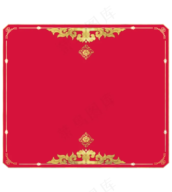 中国风古典金色中国红装饰边框(3600X4000(DPI:300))psd模版下载