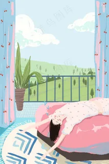 春日春困女孩场景 春日春困女孩场景