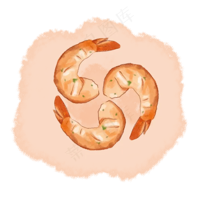水彩食物虾仁(2000X2000(DPI:300))psd模版下载