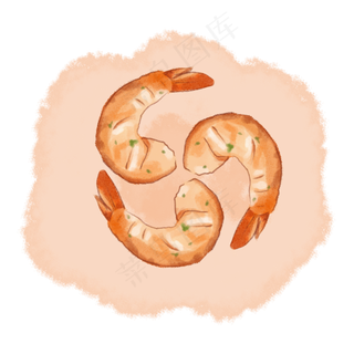 水彩食物虾仁