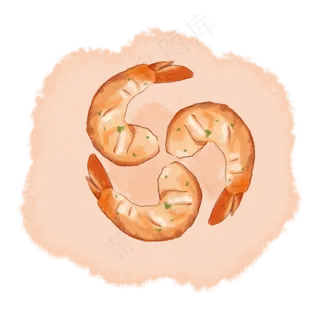 水彩食物虾仁