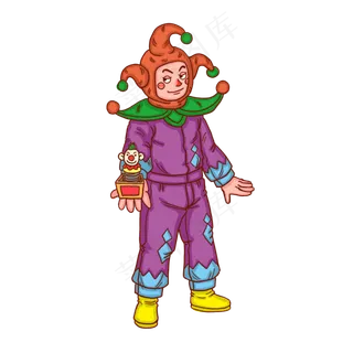 小丑愚人节拿玩偶人物,免抠元素