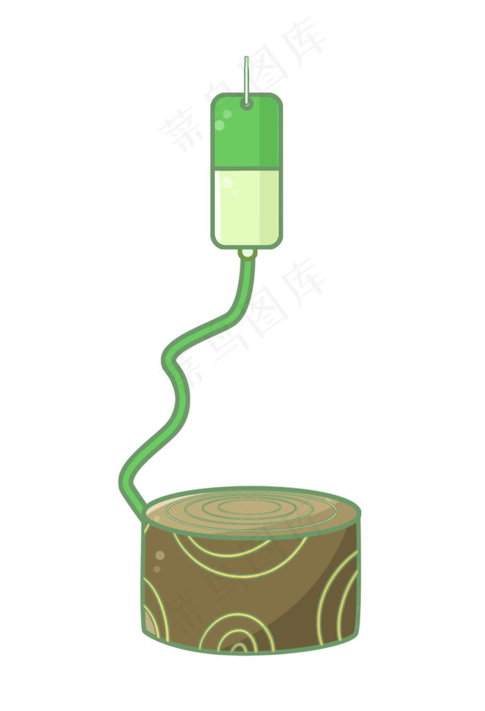 挂盐水的树桩插画