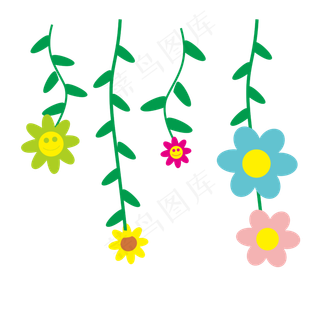 矢量手绘卡通鲜花挂饰