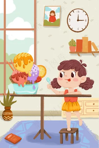 夏天女孩吃冰淇淋