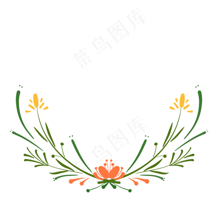 小清新植物装饰半截花环(2000X2000(DPI:300))psd模版下载