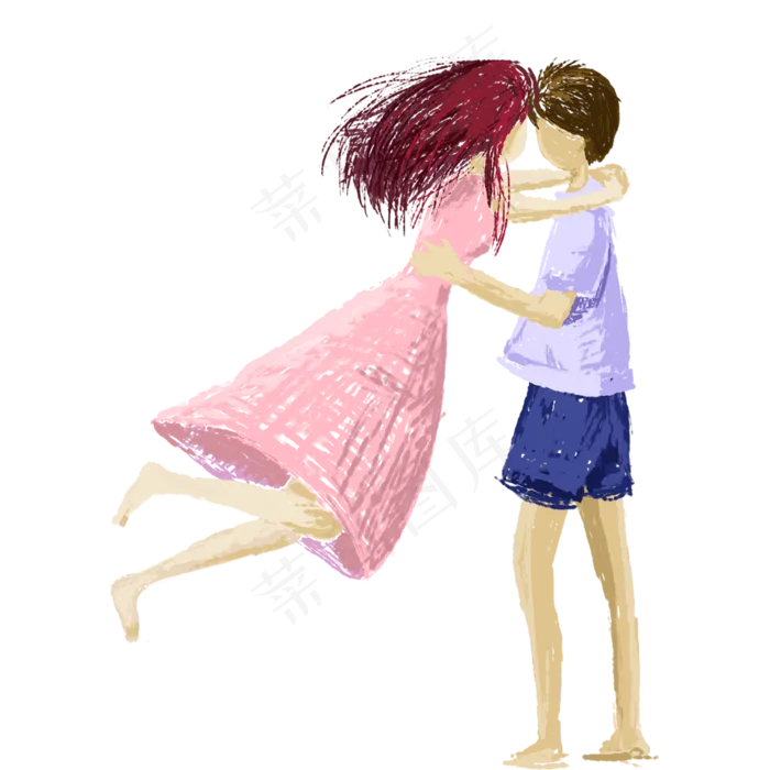 卡通小情侣在一起(1000X1000(DPI:300))psd模版下载