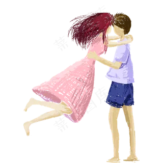 卡通小情侣在一起