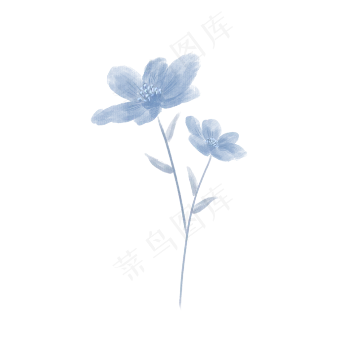 简约手绘蓝色小花(2000X2000(DPI:300))psd模版下载
