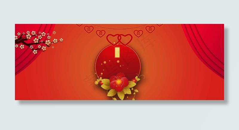 婚庆红色中国风banner(1920*700px 	       )psd模版下载