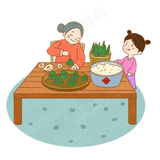 端午节黄色卡通元素包粽子PNG