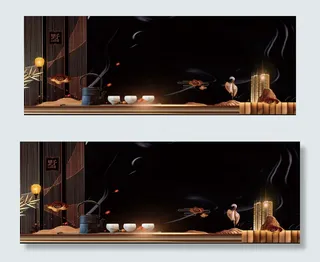 唯美创意新中式商业banner