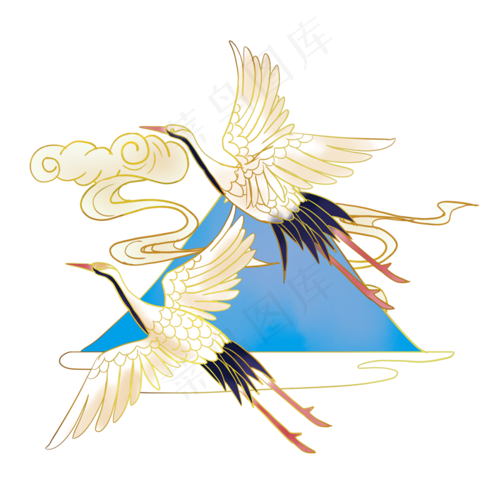 飞翔的两只仙鹤