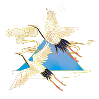 飞翔的两只仙鹤