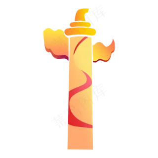 扁平手绘风华表丝绸