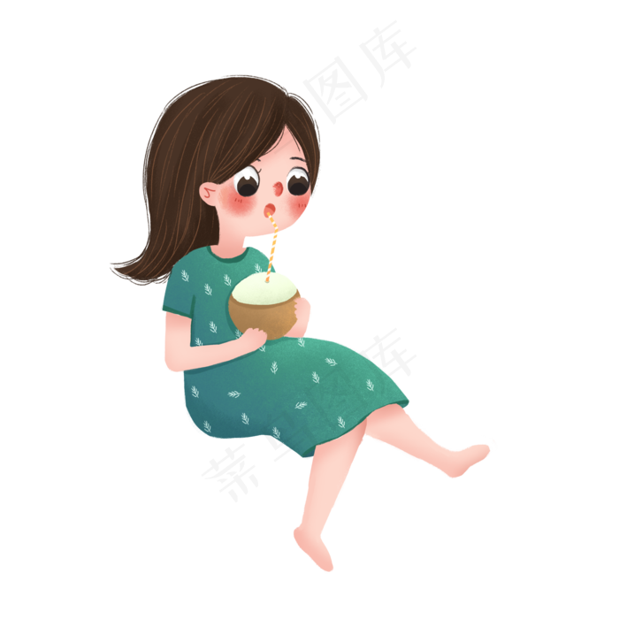 女孩在喝饮料免抠图