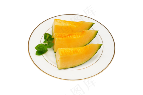 一盘哈密瓜水果