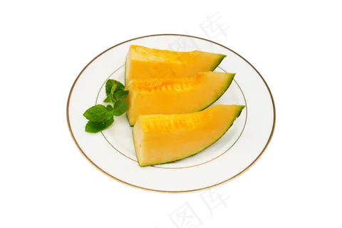一盘哈密瓜水果