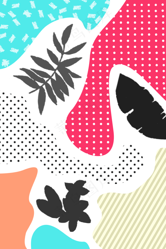 孟菲斯印花底纹波点装饰,免抠元素(3543*5315px 300 dpi )psd模版下载
