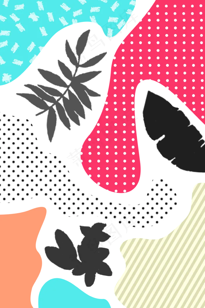 孟菲斯印花底纹波点装饰,免抠元素(3543*5315px 300 dpi )psd模版下载