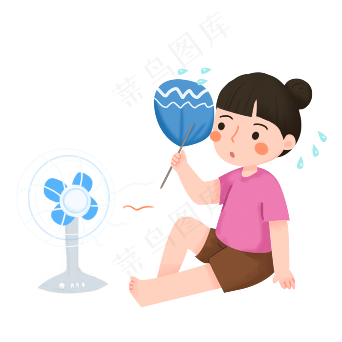 处暑女孩在家乘凉素材(2000X2000(DPI:300))psd模版下载