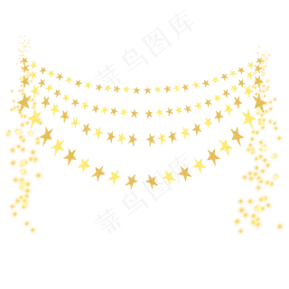 悬挂着的星星装饰彩灯,免抠元素