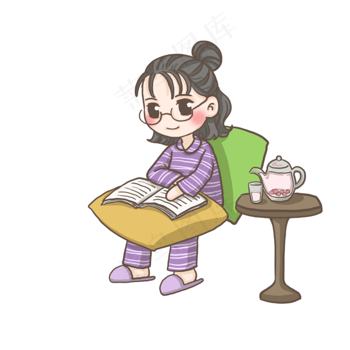 看书的女孩PNG