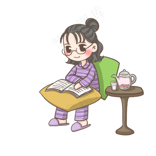 看书的女孩PNG