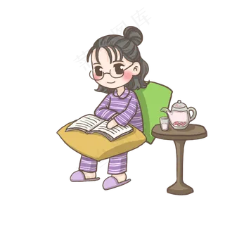 看书的女孩PNG