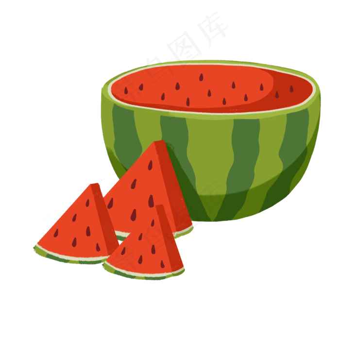 卡通西瓜食物矢量图(2000X2000(DPI:300))psd模版下载
