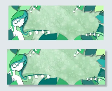 春天绿色植物折纸边框