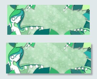 春天绿色植物折纸边框