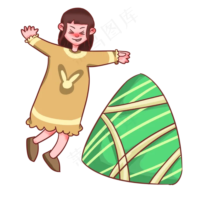 粽子节开心过节日的女孩手绘(2000X2000(DPI:299))psd模版下载