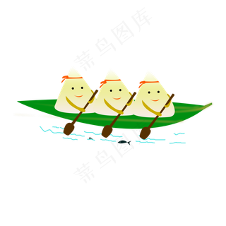 可爱的卡通棕子划龙舟
