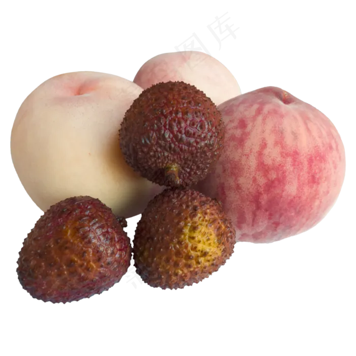 夏季水果组合水蜜桃荔枝(2000X2000)