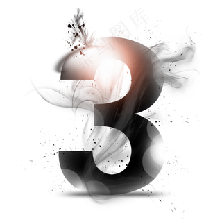 透明水墨艺术数字3